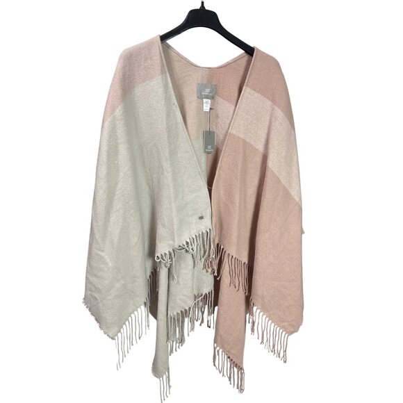 Soia & Kyo Womens Fringe Shawl Wrap Blush Pink Beige One Size Soft Knit Fabric N - Picture 1 of 6